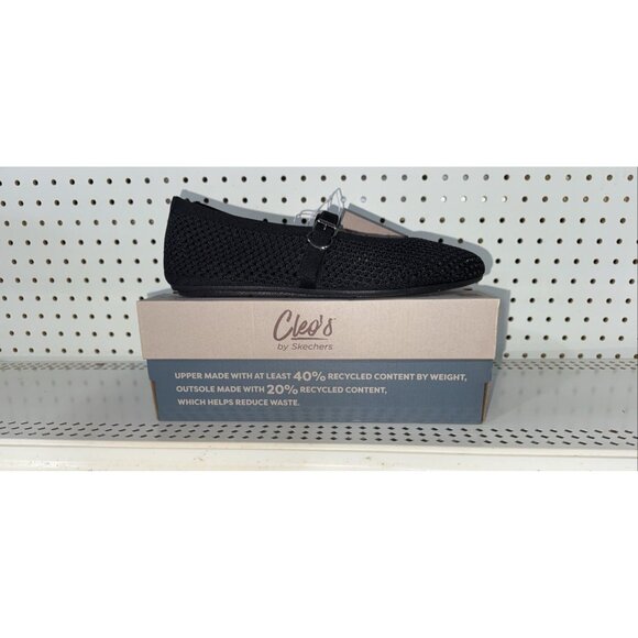Skechers Cleo 2.0 Starlight Womens Mary Jane Buckle Ballet Flats Size 8 Black - Picture 1 of 10